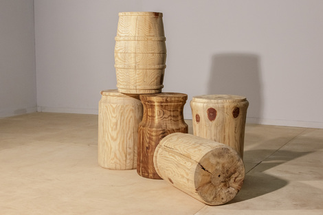 Wooden pouf Cork